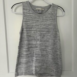 Grey sleeveless sweater top with tie back, size S